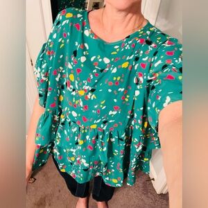 Vibrant Green Geometric Blouse